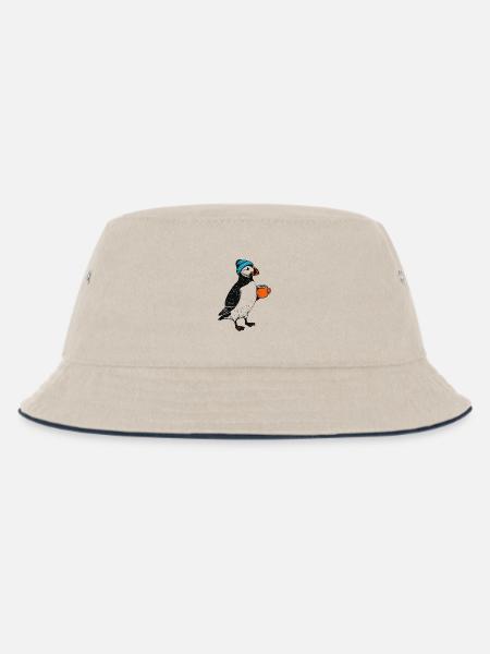 Kaffee Puffin - Kinder Bucket Hat - Natur/Navy
