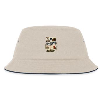 Indiana Hoosier State Vintage-Reiseaufkleber - Kinder Bucket Hat - Natur/Navy - Vorne