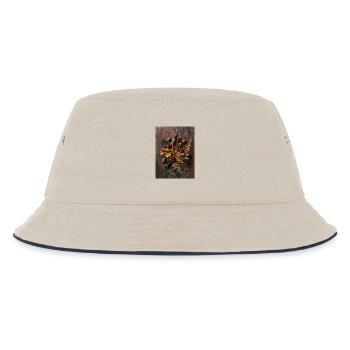 Autumn flat lay composition with holly leaves - Kinder Bucket Hat - Natur/Navy - Vorne
