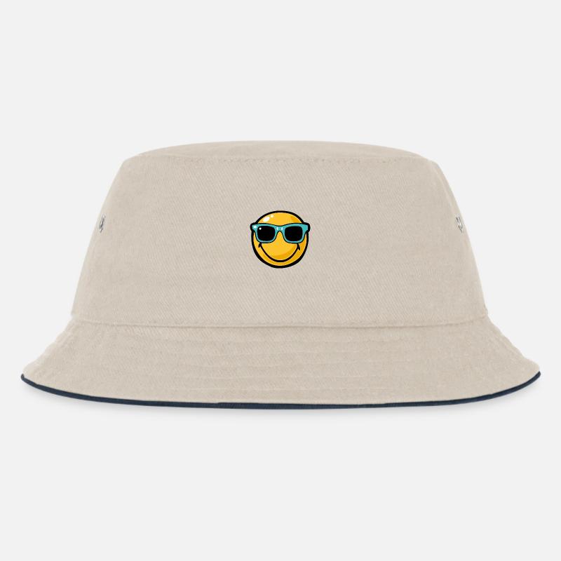 Smiley ray bans - Kinder Bucket Hat - Natur/Navy