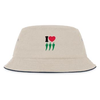 I love chili - Ich liebe Chili - Kinder Bucket Hat - Natur/Navy - Vorne