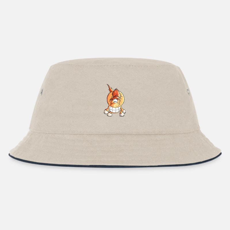 Grinsepferd - Pferd - Pony - Kinder Bucket Hat - Natur/Navy