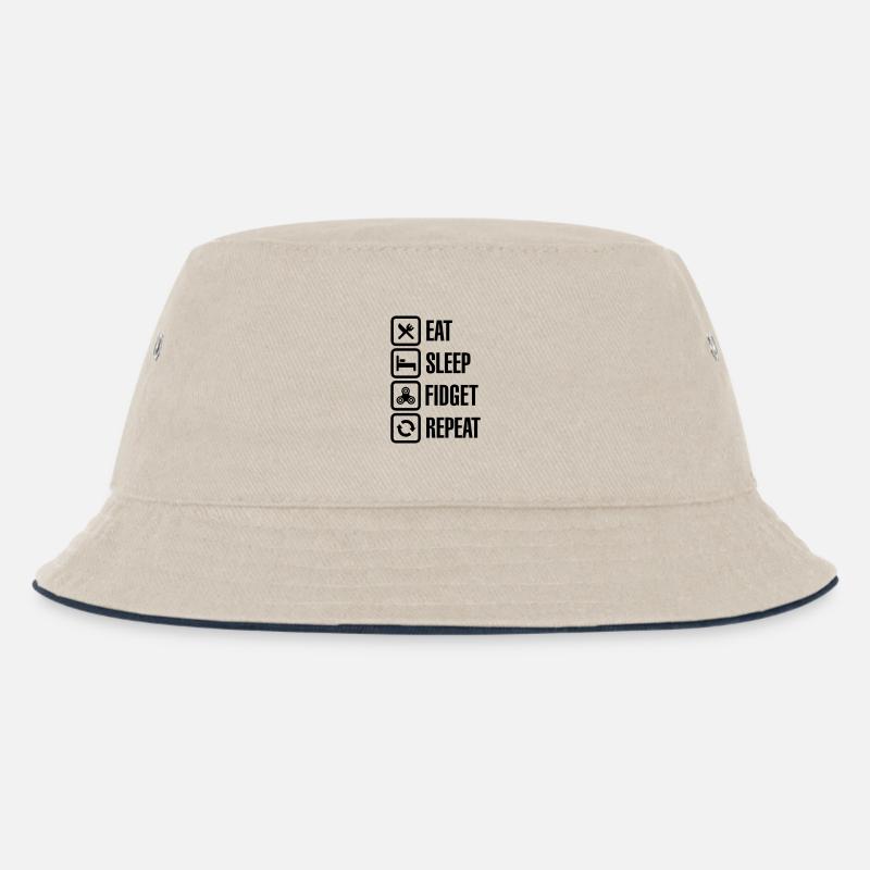 Eat Sleep Fidget Repeat - Fidget Spinner - Kids’ Bucket Hat - ecru/navy
