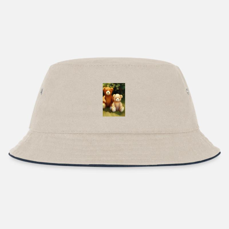 Teddybär - Kinder Bucket Hat - Natur/Navy