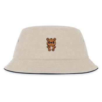 Cartoon Bear With Friendly Expression - Kids’ Bucket Hat - ecru/navy - Front