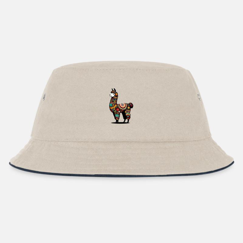 Alpaka - Kinder Bucket Hat - Natur/Navy