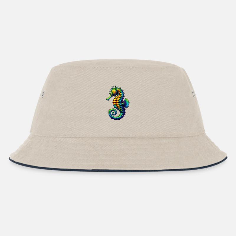 Seepferdchen - Kinder Bucket Hat - Natur/Navy