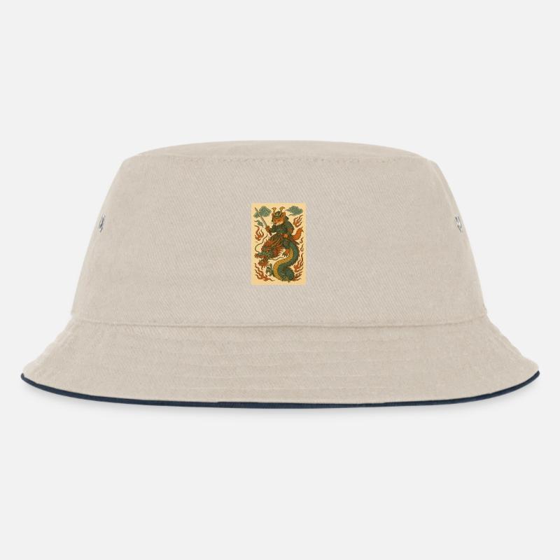 Fuchskrieger und Drachen in Kampfform - Kinder Bucket Hat - Natur/Navy