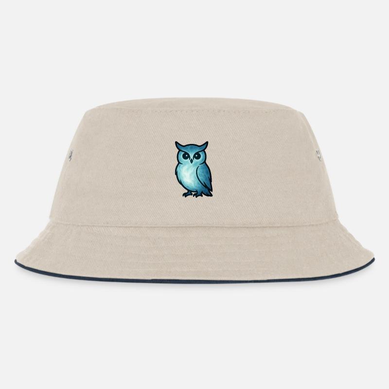 Seelentier und Wächterwesen: Eule - Kinder Bucket Hat - Natur/Navy