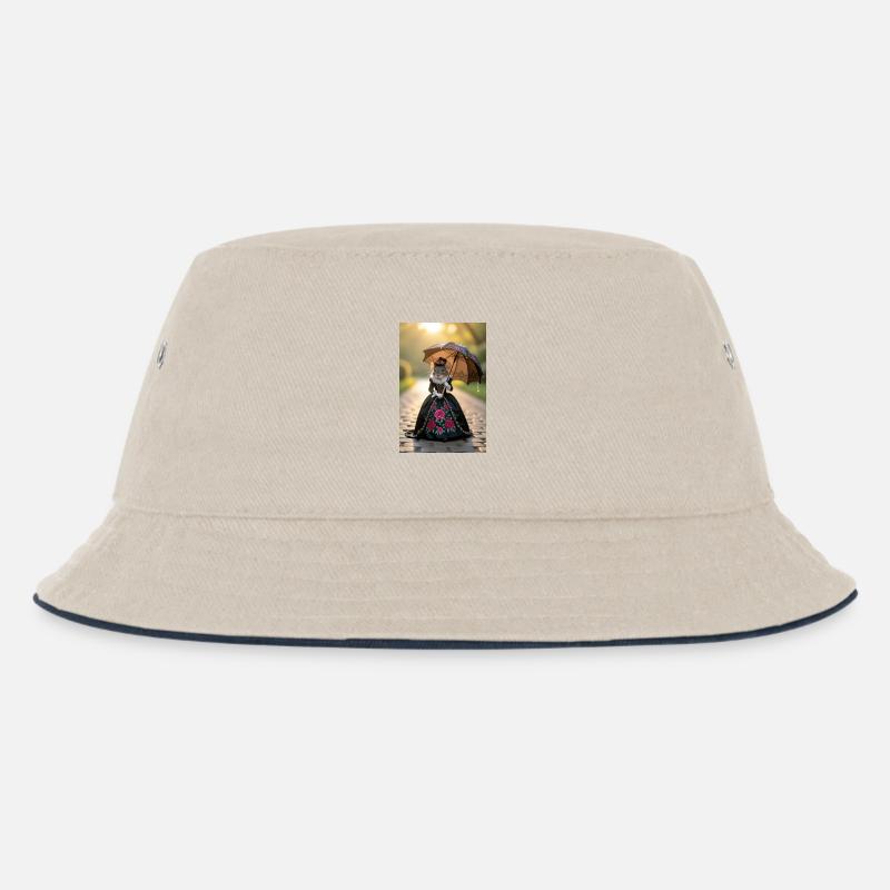 Elegante Maus im viktorianischen Kleid - Kinder Bucket Hat - Natur/Navy