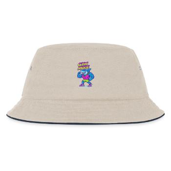 Gym Mode Hai Muskelheld - Kinder Bucket Hat - Natur/Navy - Vorne