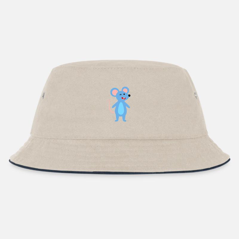 Zwinkernde blaue Maus - Kinder Bucket Hat - Natur/Navy