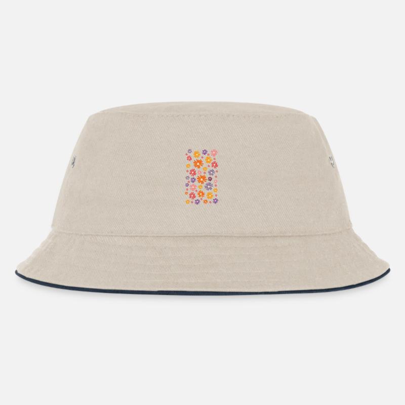 Buntes Blumenmeer - Gänseblümchen Daisy Margeriten - Kinder Bucket Hat - Natur/Navy