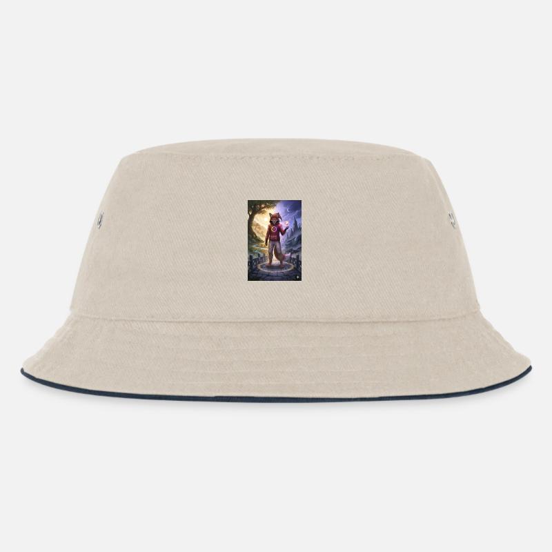 Fuchs im Mondschein - Kinder Bucket Hat - Natur/Navy