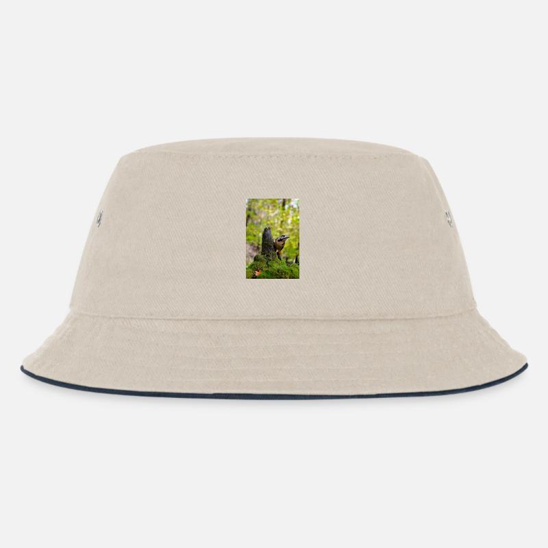 Waldspecht auf moosigem Baumstumpf - Kinder Bucket Hat - Natur/Navy