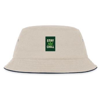 Stay Chill Cannabis Leaf - Kinder Bucket Hat - Natur/Navy - Vorne