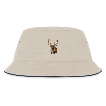 Rentier Weihnachts Reh Hirsch - Kinder Bucket Hat - Natur/Navy - Vorne