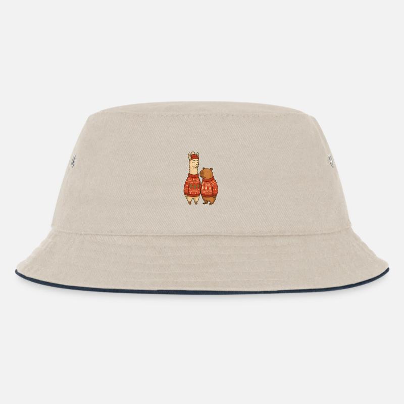 Duo de pulls de Noël Lama et Cabibara - Bob Enfant - blanc cassé/bleu marine