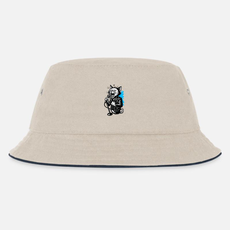 Chanteur chat avec micro - Bob Enfant - blanc cassé/bleu marine