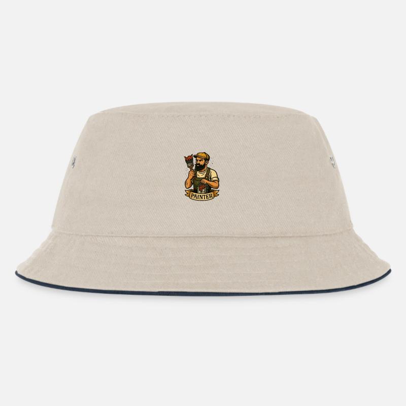 Pinselheld Maler-Logo - Kinder Bucket Hat - Natur/Navy