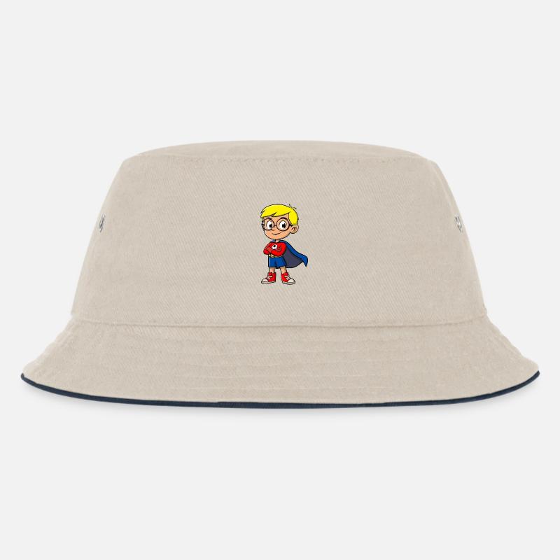 Kleiner Superheld mit Brille - Kinder Bucket Hat - Natur/Navy