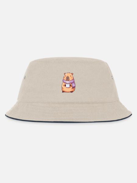 Gemütliche niedliche Kapybara – Kawaii-Tier - Kinder Bucket Hat - Natur/Navy