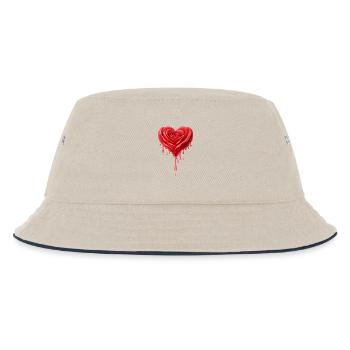 Rote Rose in Herzform Illustration - Kinder Bucket Hat - Natur/Navy - Vorne