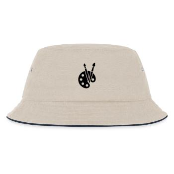 Malerei, Farbpalette, Pinsel, Kunst Symbol - Kinder Bucket Hat - Natur/Navy - Vorne