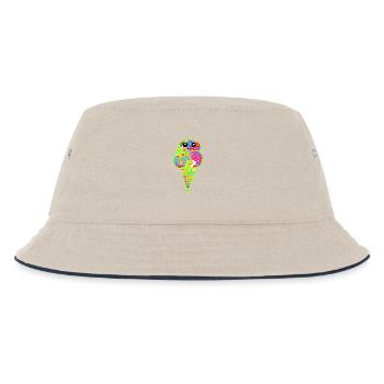 Retro Eis Vintage Kinder Kind 60er  - Kinder Bucket Hat - Natur/Navy - Vorne