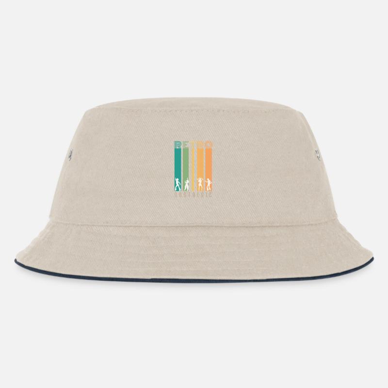 Retro-Bars und Silhouetten – Nostalgie - Kinder Bucket Hat - Natur/Navy