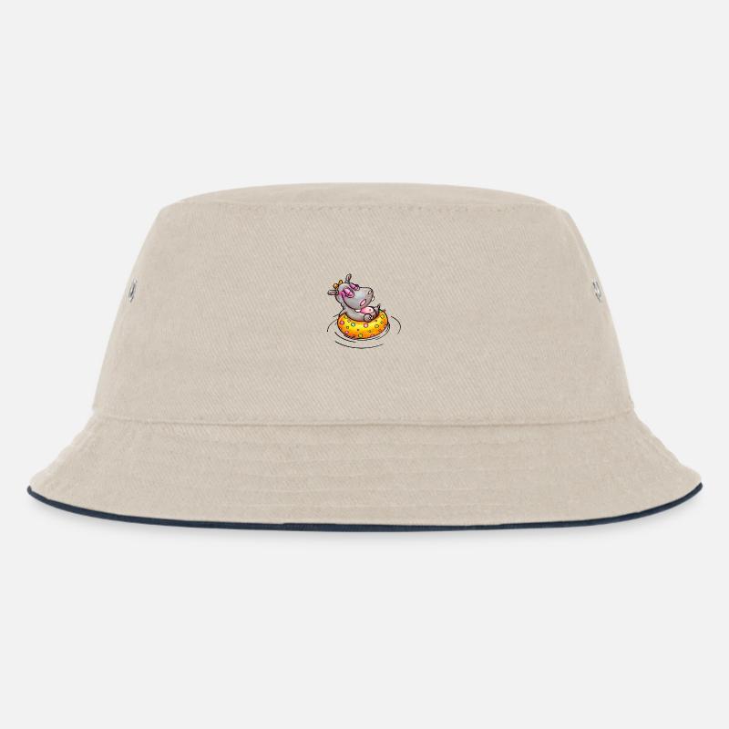 hippo with float - Kinder Bucket Hat - Natur/Navy