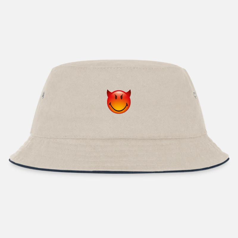 Smiley Glossy Devil - Kinder Bucket Hat - Natur/Navy