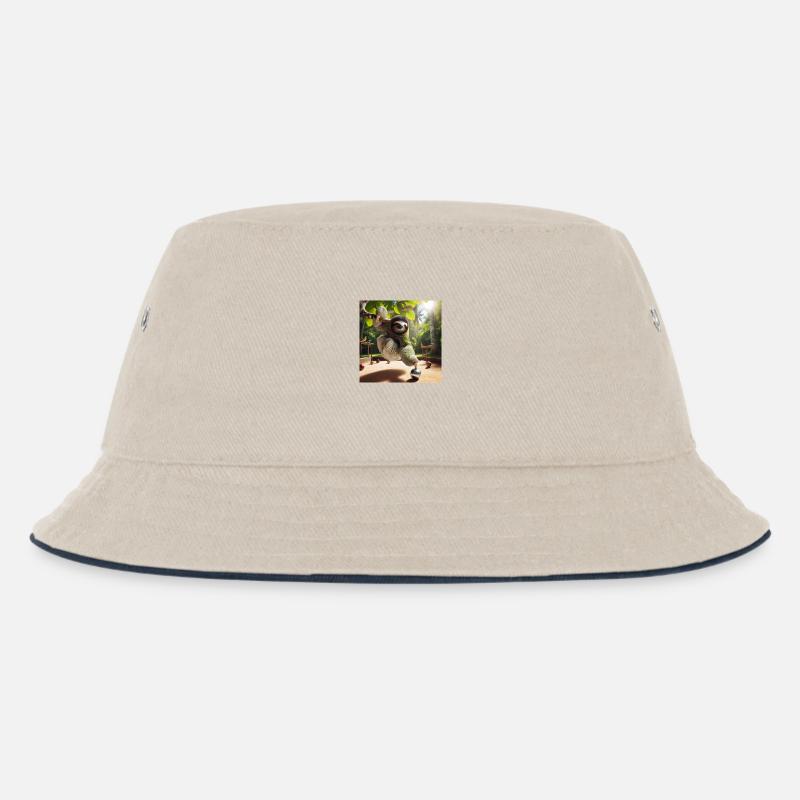 Faultier Tramp Petanque - Kinder Bucket Hat - Natur/Navy