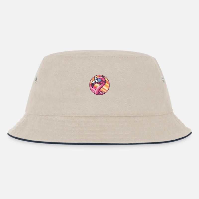 Flamingo Comic Cool - Kinder Bucket Hat - Natur/Navy