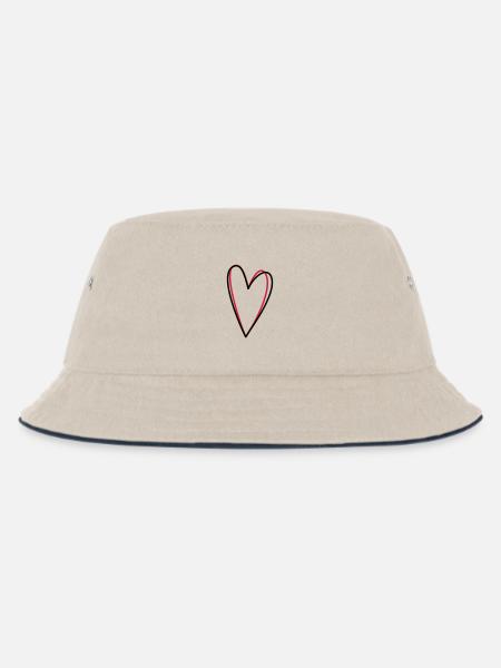 Herz Liebe Freundschaft Symbol Geschenkidee - Kinder Bucket Hat - Natur/Navy