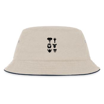 Afrika Wildnis Tiere - Kinder Bucket Hat - Natur/Navy - Vorne