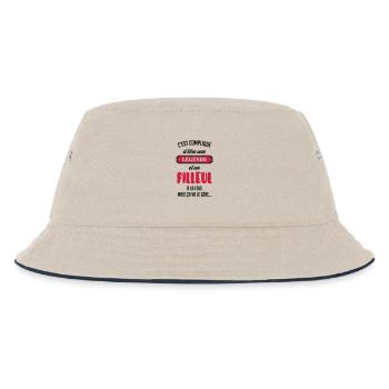 Patin / Pate / Patentochter / Patensohn - Kinder Bucket Hat - Natur/Navy - Vorne