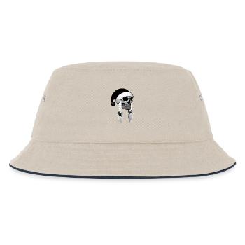Totenkopf Frau Weihnachten Mütze Zöpfe - Kinder Bucket Hat - Natur/Navy - Vorne