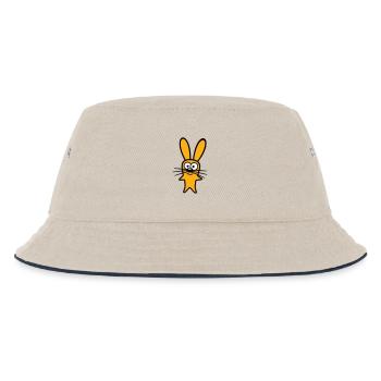 Hase Kaninchen Häschen Cartoon Kleintier niedlich - Kinder Bucket Hat - Natur/Navy - Vorne