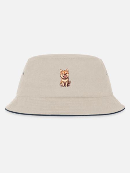 Shiba Inu - Kinder Bucket Hat - Natur/Navy