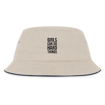 Mädchen können harte Dinge tun - Kinder Bucket Hat - Natur/Navy - Vorne