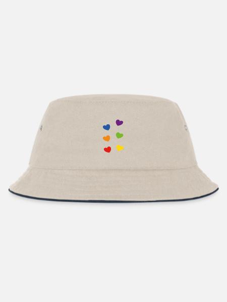 Pride Regenbogenherzen - Kinder Bucket Hat - Natur/Navy