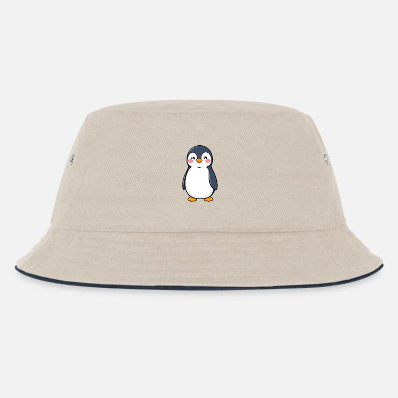 Pinguin - Kinder Bucket Hat - Natur/Navy