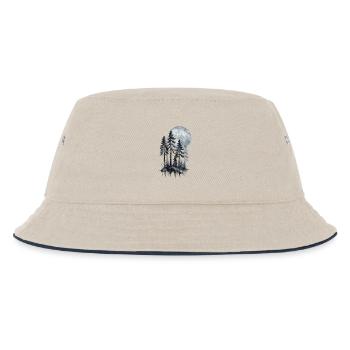 Mondschein Wald Aquarell Silhouette - Kinder Bucket Hat - Natur/Navy - Vorne