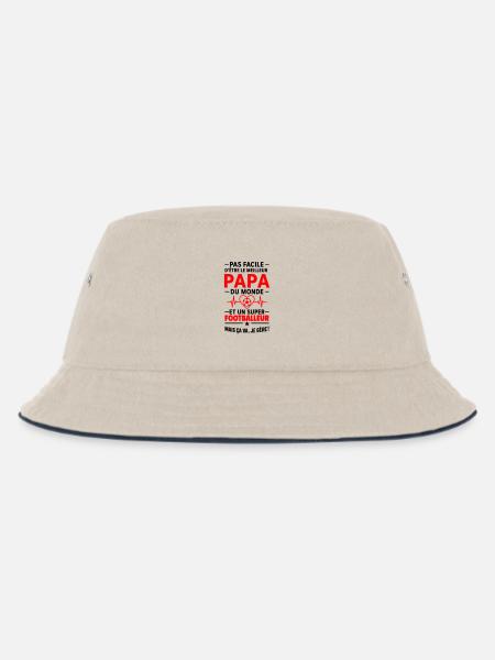 Herz + Fußball – Super Papa Fußballer - Kinder Bucket Hat - Natur/Navy