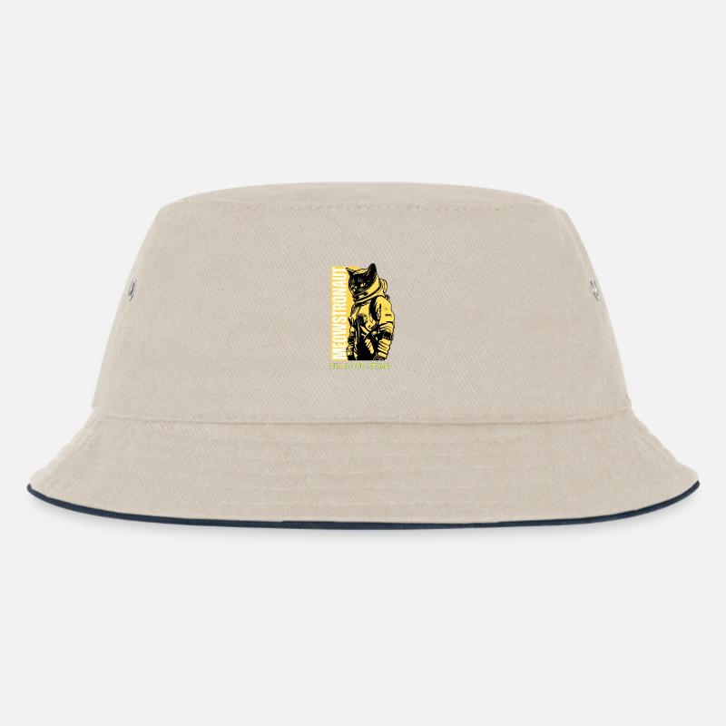Space Ready Astronaut Cat - Kids’ Bucket Hat - ecru/navy
