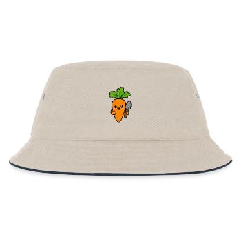 Karotte mit Gartenschaufel Cartoon - Kinder Bucket Hat - Natur/Navy - Vorne
