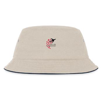 Flitterwochen / Hochzeit - Flugzeug mit Herzen - Kinder Bucket Hat - Natur/Navy - Vorne