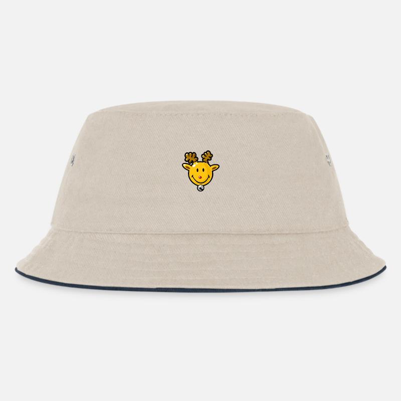 Smiley Deer - Kinder Bucket Hat - Natur/Navy