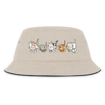 Funny Cats - Katzen - Kinder Bucket Hat - Natur/Navy - Vorne